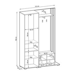 Arte Sophisticated Nelly Hallway Set H1920mm W1310mm D400mm In Graphite & Oak Artisan - Modern Entryway Sanctuary - thumbnail 3