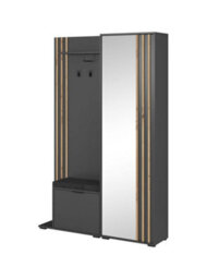 Arte Sophisticated Nelly Hallway Set H1920mm W1310mm D400mm In Graphite & Oak Artisan - Modern Entryway Sanctuary