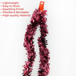 Neel Blue 2M X 9Cm Soft & Bright Christmas Tinsel Garland For Xmas Tree & Home Decorations, Burgundy - thumbnail 4