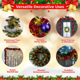 Neel Blue 2M X 9Cm Soft & Bright Christmas Tinsel Garland For Xmas Tree & Home Decorations, Burgundy - thumbnail 5