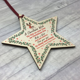 Red Ocean A Christmas Wish Wood Star Christmas Eve Box Stocking Filler Gift Tree Decoration - thumbnail 3
