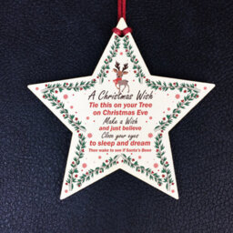 Red Ocean A Christmas Wish Wood Star Christmas Eve Box Stocking Filler Gift Tree Decoration - thumbnail 2