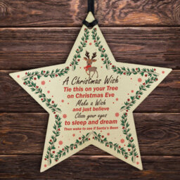 Red Ocean A Christmas Wish Wood Star Christmas Eve Box Stocking Filler Gift Tree Decoration