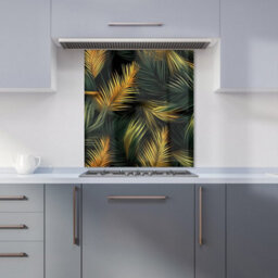 Warren Reed Designer Golden Palm Leaves Premium Glass Kitchen Splashback W600mm X H600mm - thumbnail 6