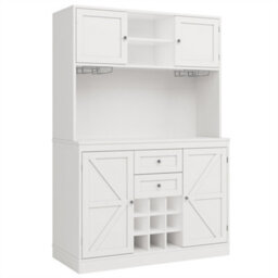 Abrihome Kitchen Cabinet With 4 Doors, 2 Drawers, Wine Rack & Adjustable Shelves In White - thumbnail 8