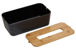 Orsina Black Bamboo Tissue Box, Rectangular Tissue Holder With Detachable Lid, Reusable Paper Tissue Box For Desk - thumbnail 4