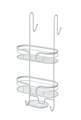 Showerdrape Dante White 2 Tier Over Door Hook Door Shower Caddy - image 1