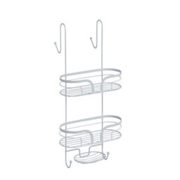 Showerdrape Dante White 2 Tier Over Door Hook Door Shower Caddy - thumbnail 3