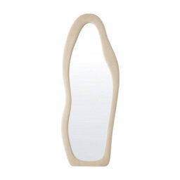 Living And Home Irregular Wavy Full Length Floor Mirror Soft Fleece Frame Modern Aesthetic Leaning Body Mirror - thumbnail 4