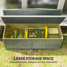 Outsunny Wood Storage Bench For Patio, Outdoor Garden Seating, Grey - thumbnail 4