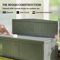 Outsunny Wood Storage Bench For Patio, Outdoor Garden Seating, Grey - thumbnail 6