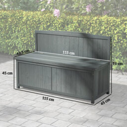 Outsunny Wood Storage Bench For Patio, Outdoor Garden Seating, Grey - thumbnail 3