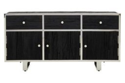 Orsina Black Sideboard, Matte Black 3 Door Buffet Storage Unit, Contemporary Wooden Sideboard For Dining Room - thumbnail 5