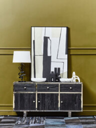 Orsina Black Sideboard, Matte Black 3 Door Buffet Storage Unit, Contemporary Wooden Sideboard For Dining Room - thumbnail 3