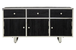 Orsina Black Sideboard, Matte Black 3 Door Buffet Storage Unit, Contemporary Wooden Sideboard For Dining Room - thumbnail 1