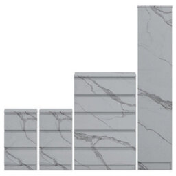Zita 4Pc White Marble Effect Bedroom Set - 1-Door Wardrobe, Tall Chest & 2 Bedside Tables, Stylish Modern Storage Furniture - thumbnail 5