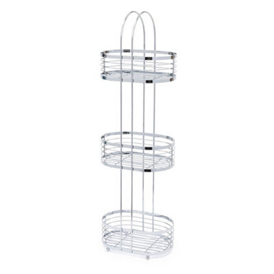 Livivo 3 Tier Floor Standing Bathroom Caddy Chrome Shower Organiser Storage Rack Freestanding No Assembly - image 1