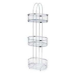 Livivo 3 Tier Floor Standing Bathroom Caddy Chrome Shower Organiser Storage Rack Freestanding No Assembly - thumbnail 1