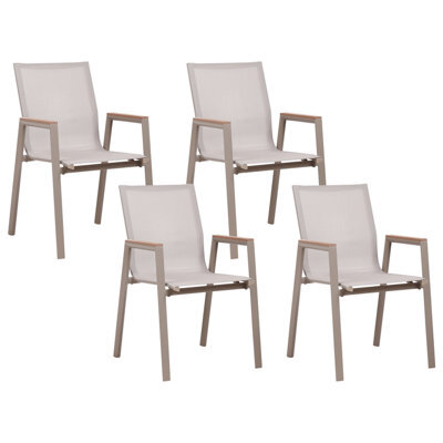 Beliani Set Of 4 Garden Chairs Tiano Metal Taupe - image 1