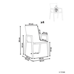 Beliani Set Of 4 Garden Chairs Tiano Metal Taupe - thumbnail 3