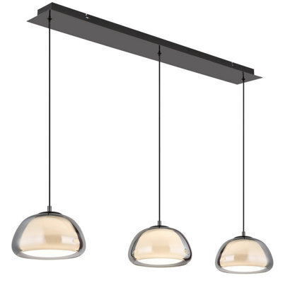 Luminosa Lighting Luminosa Avila Bar Pendant Ceiling Light Gunmetal Smoke Glass Shade 3X Led Dimmable 2700-6500K Remote Control - image 1