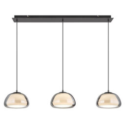 Luminosa Lighting Luminosa Avila Bar Pendant Ceiling Light Gunmetal Smoke Glass Shade 3X Led Dimmable 2700-6500K Remote Control - thumbnail 3