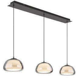 Luminosa Lighting Luminosa Avila Bar Pendant Ceiling Light Gunmetal Smoke Glass Shade 3X Led Dimmable 2700-6500K Remote Control