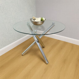 Kosy Koala Round Clear Glass Dining Table With 4 Mixed Plastic Chairs, Modern Dining Room Furniture - thumbnail 3