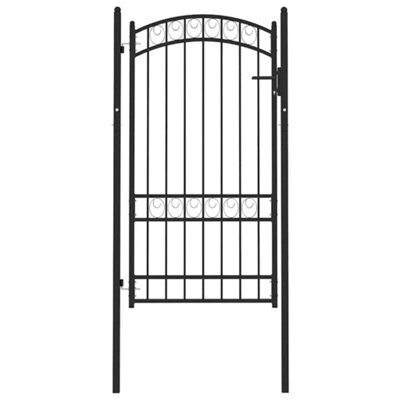 Berkfield Elegant Fence Gate With Arched Top Steel 100X175 Cm Black - image 1