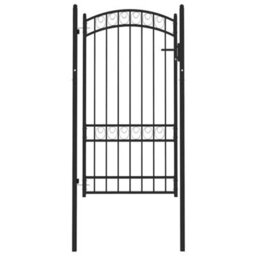 Berkfield Elegant Fence Gate With Arched Top Steel 100X175 Cm Black - thumbnail 1
