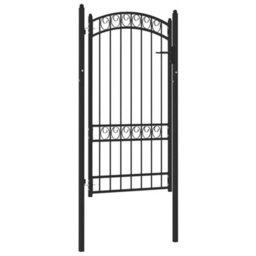 Berkfield Elegant Fence Gate With Arched Top Steel 100X175 Cm Black - thumbnail 2