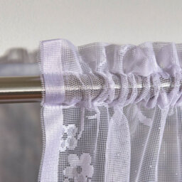 Pair Lace Curtains With Satin Ribbon Ties - W100 X H140Cm, Easy-Care Polyester - thumbnail 2