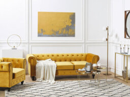 Beliani Living Room Set 4 Seater Chesterfield Velvet Gold - thumbnail 2