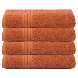 Ohs 4 Pack Of 100% Cotton Bath Sheet, 90 X 150Cm - Burnt Orange