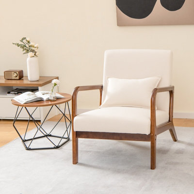 Costway Modern Accent Chair Leisure Chair Upholstered Reading Armchair W/ Lumbar Pillow - image 1