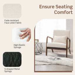 Costway Modern Accent Chair Leisure Chair Upholstered Reading Armchair W/ Lumbar Pillow - thumbnail 7