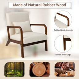 Costway Modern Accent Chair Leisure Chair Upholstered Reading Armchair W/ Lumbar Pillow - thumbnail 8