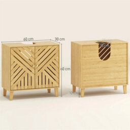 Bamboo Bathroom Under Sink Cabinet With Adjustable Shelf, Natural - thumbnail 2