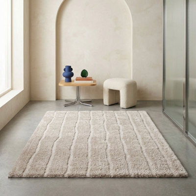 Sweeek - Indoor Rug With Linear Pattern Beige-Brown 290X200 Cm - Uma - image 1