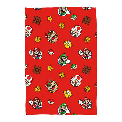 Character World Nintendo Super Mario Blanket Kids Bowser Luigi Fleece Throw Red- 100Cm X 150Cm - image 1