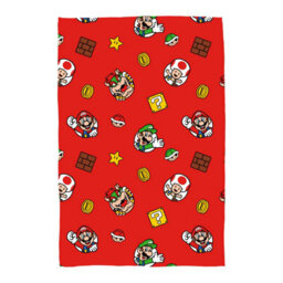 Character World Nintendo Super Mario Blanket Kids Bowser Luigi Fleece Throw Red- 100Cm X 150Cm