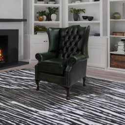 Chesterfield Prince's High Back Wing Chair Antique Green Leather In Mallory Style - thumbnail 4