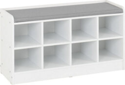 Seconique Portland Shoe Bench In White With Steel Grey Fabric Bench Seating - thumbnail 2