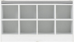 Seconique Portland Shoe Bench In White With Steel Grey Fabric Bench Seating - thumbnail 6