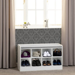 Seconique Portland Shoe Bench In White With Steel Grey Fabric Bench Seating - thumbnail 1