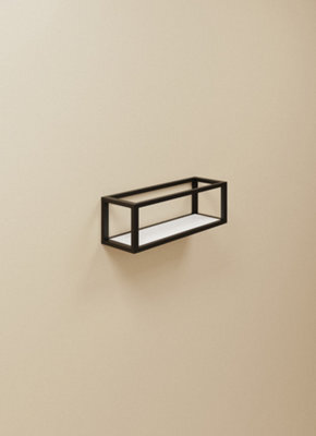 Cosmic Shelf With Towel Rail, Black Matt, Wall-Mounted, 35 Cm. Collection The Grid - image 1