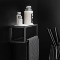 Cosmic Shelf With Towel Rail, Black Matt, Wall-Mounted, 35 Cm. Collection The Grid - thumbnail 2