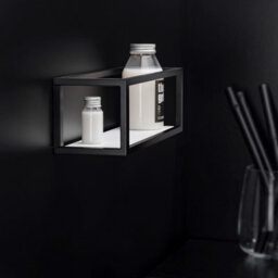 Cosmic Shelf With Towel Rail, Black Matt, Wall-Mounted, 35 Cm. Collection The Grid - thumbnail 3