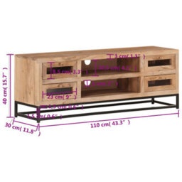 Berkfield Industrial Tv Cabinet 110X30X40 Cm Solid Acacia Wood - thumbnail 7