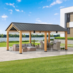 Sunjoy Outdoor Cedar Wood Gazebo Diran - 603Cm X 336Cm, Anthracite - thumbnail 3